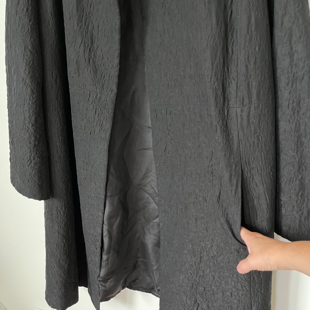 Eileen Fisher Quilted Stand Collar Silk Longline Open Jacket Womens 3X Black - Picture 8 of 12